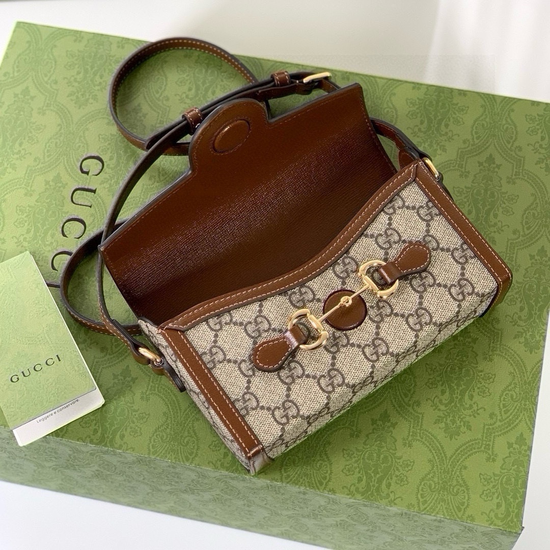 Gucci Horsebit 1955 Series Mini Handbag Beige and Ebony